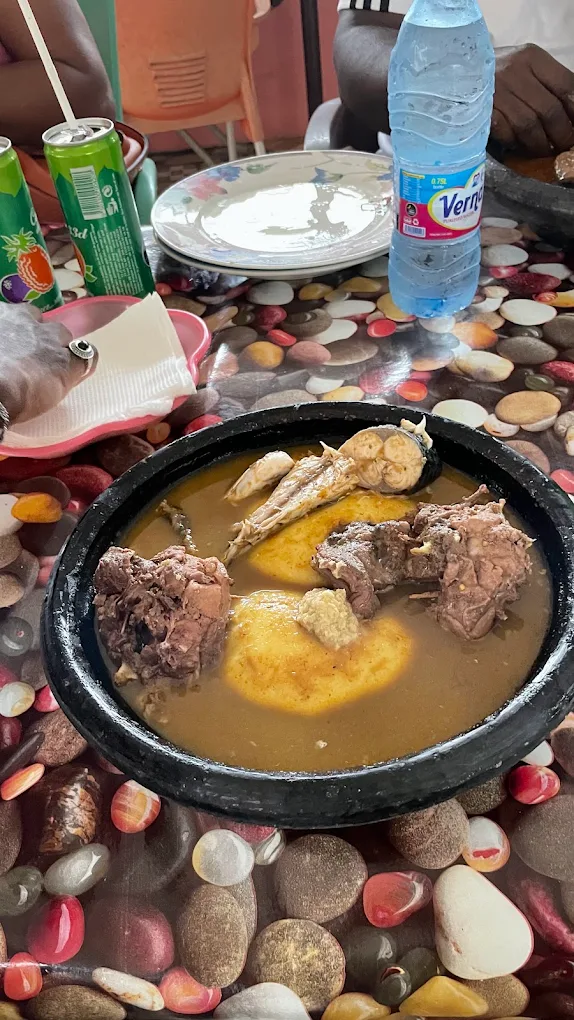 Fufu and soup served at Tourispot Chop Bar