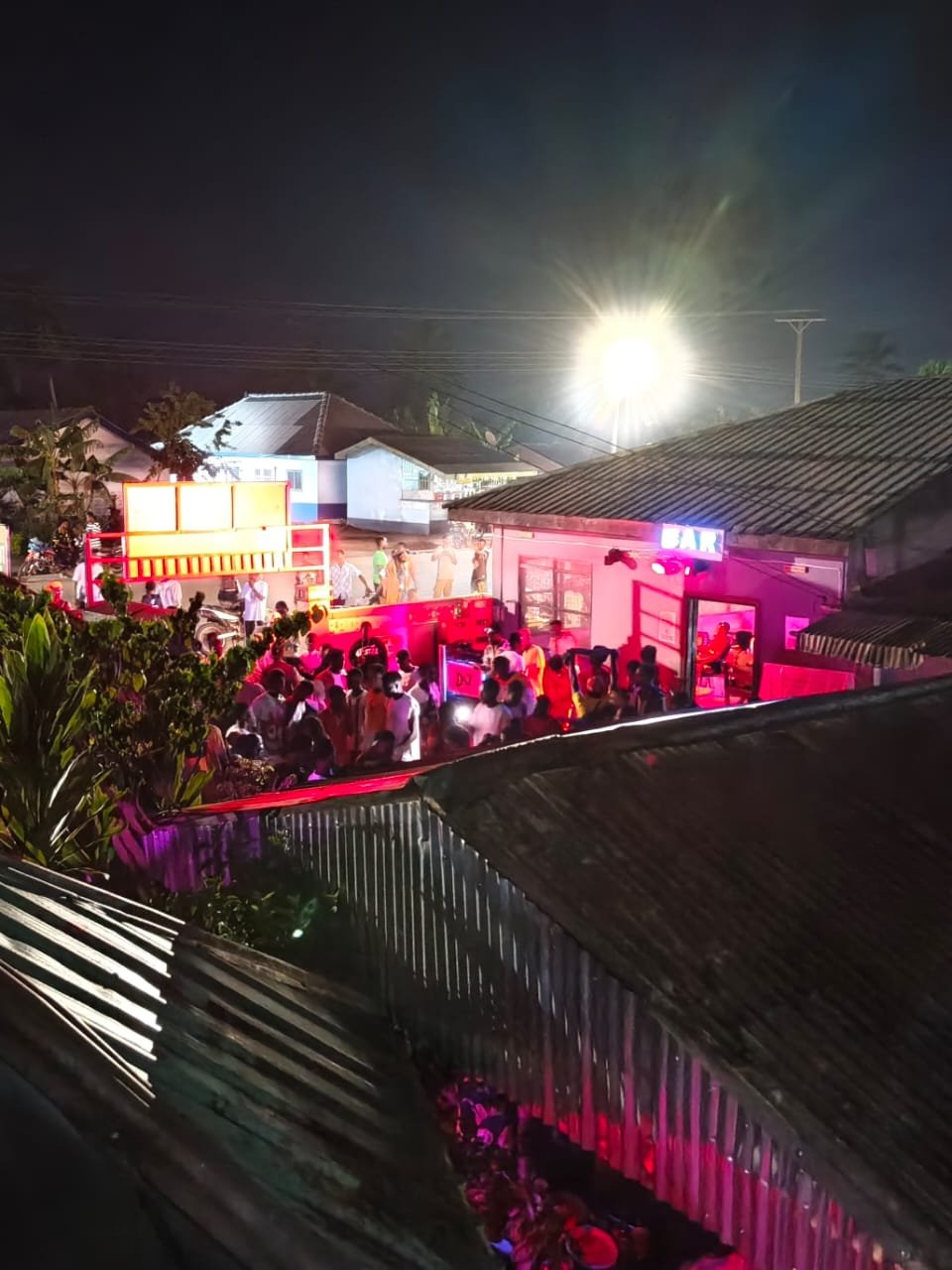 Lights and crowd during a Tourispot Chop Bar night event