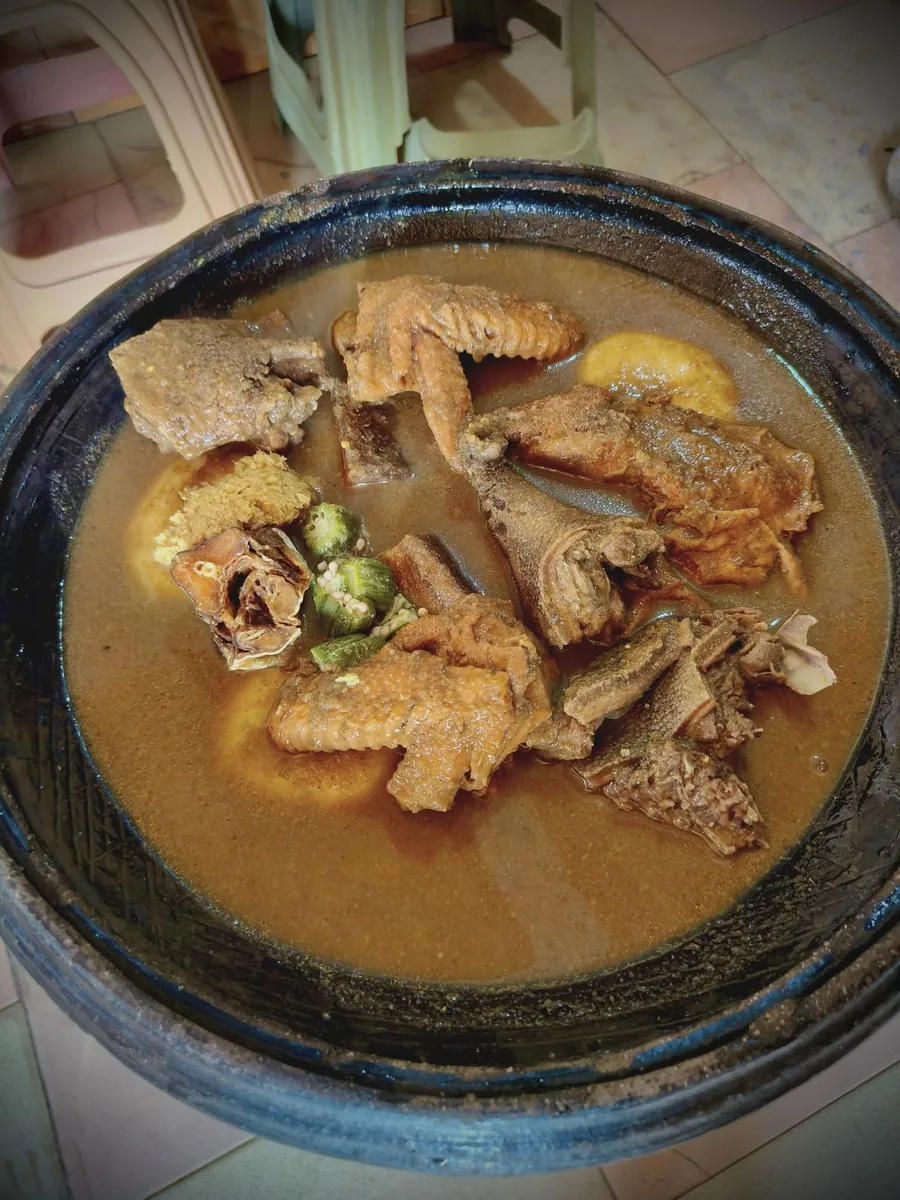 Assorted soup with fufu served at Tourispot Chop Bar